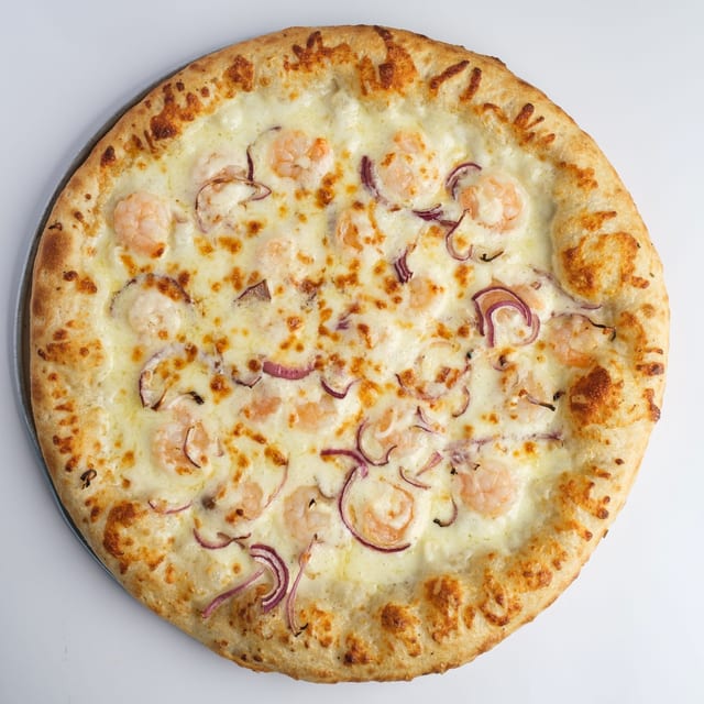 Parmesan Shrimp Pizza.